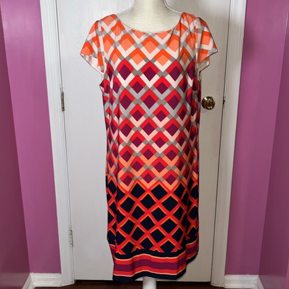 Eliza J NWOT! Geometric Sheath Dress - Picture 1 of 11